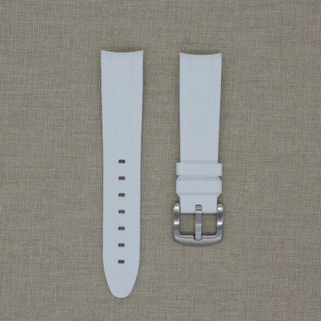Tempomat 21mm White Rubber Strap Fits Rolex Oyster Perpetual 41mm Datejust 41mm